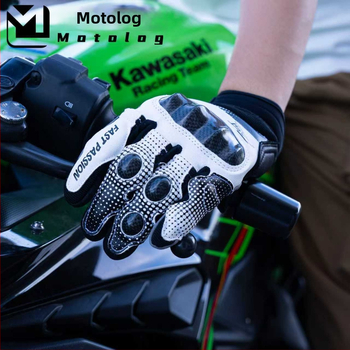 Mănuși pentru motocicletă din fibră de carbon, unisex, pentru toate anotimpurile, stil cavaler, reflectorizante pentru rularea nocturnă