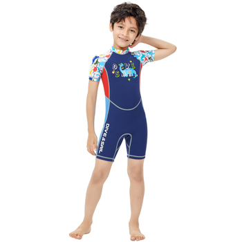 DIVE&SAIL Gyerekek 2 mm-es neoprén rövid ujjú egyrészes ruha, termális védelem a snorkelhez és a surfinghez, napvédelem