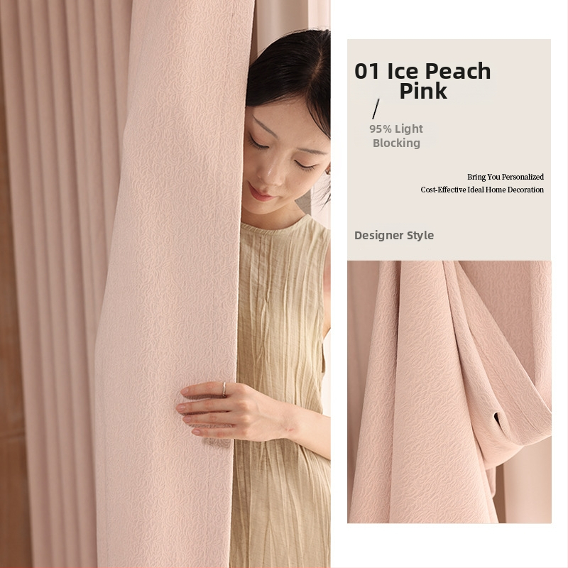 Dvojstranné Chenille závesy s motívom jazmín, Francúzsky štýl ľahký luxus, Vysoké tiene 71–99%, do obývačky a spálne