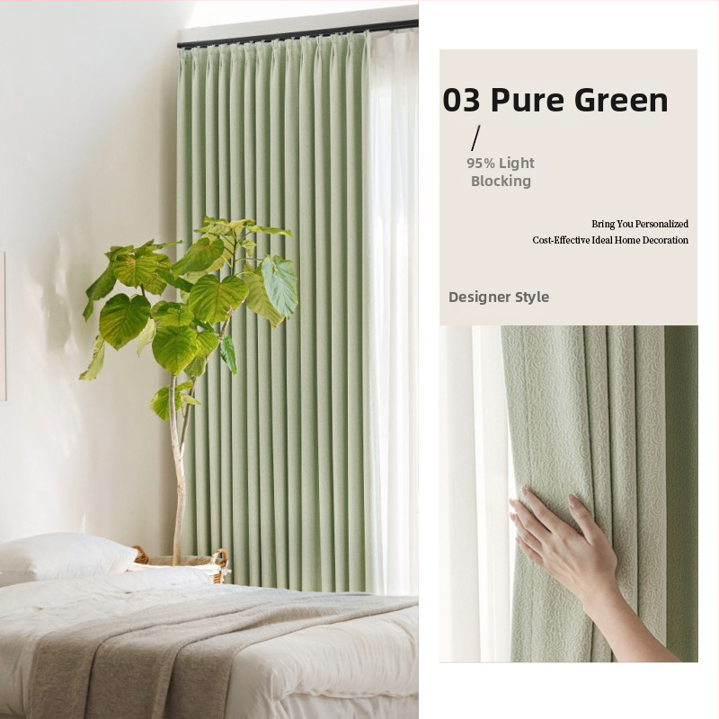 Dvojstranné Chenille závesy s motívom jazmín, Francúzsky štýl ľahký luxus, Vysoké tiene 71–99%, do obývačky a spálne