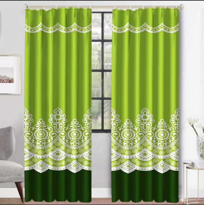 Závesy do obývačky, bez vŕtania, polyesterový potlačený materiál, čiastočné zatienenie 40–70%, štýl juhovýchodnej Ázie