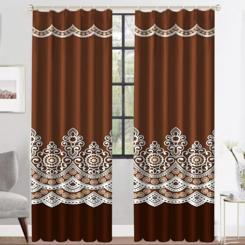 Závesy do obývačky, bez vŕtania, polyesterový potlačený materiál, čiastočné zatienenie 40–70%, štýl juhovýchodnej Ázie