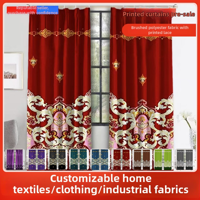 Závesy do obývačky, bez vŕtania, polyesterový potlačený materiál, čiastočné zatienenie 40–70%, štýl juhovýchodnej Ázie