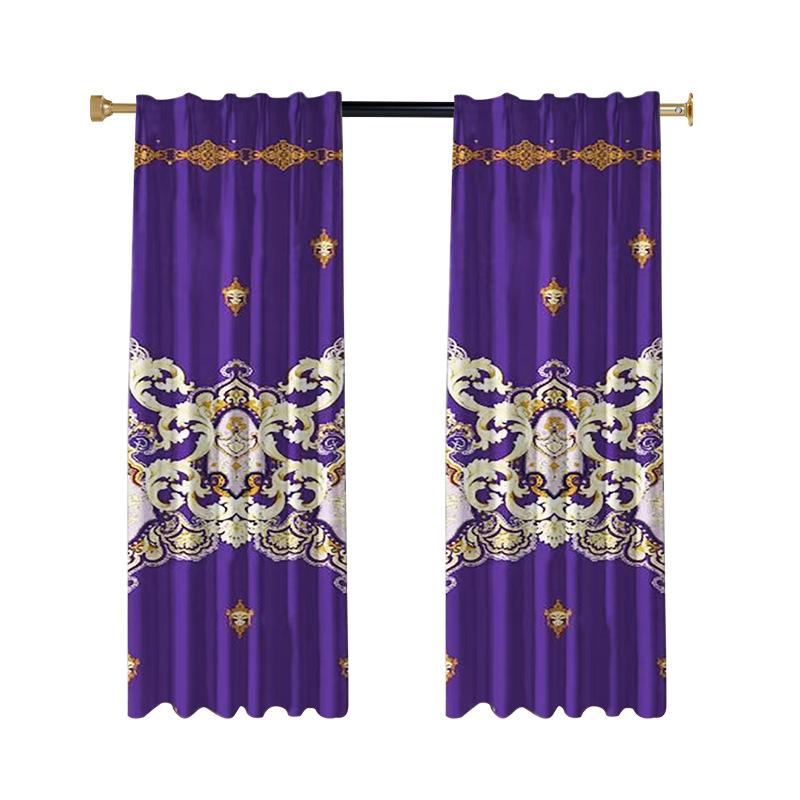 Závesy do obývačky, bez vŕtania, polyesterový potlačený materiál, čiastočné zatienenie 40–70%, štýl juhovýchodnej Ázie