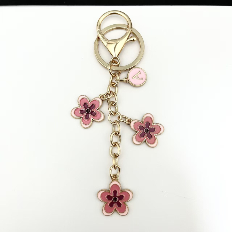 Kulcstartó gradient virág- és betűdesignnal, cinkötvözet, irodai stílus, táskadísz és autókulcs-lánc, ajándék