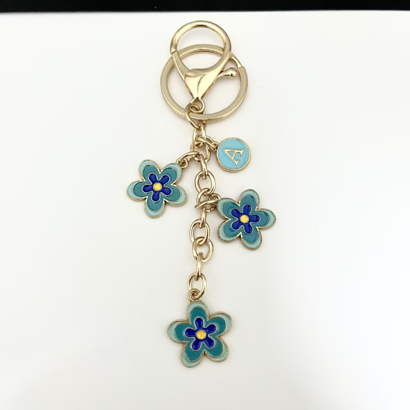 Kulcstartó gradient virág- és betűdesignnal, cinkötvözet, irodai stílus, táskadísz és autókulcs-lánc, ajándék