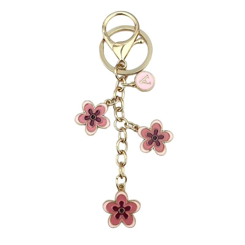 Kulcstartó gradient virág- és betűdesignnal, cinkötvözet, irodai stílus, táskadísz és autókulcs-lánc, ajándék