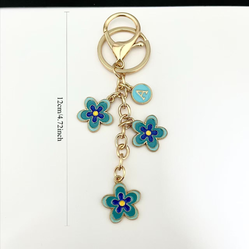 Kulcstartó gradient virág- és betűdesignnal, cinkötvözet, irodai stílus, táskadísz és autókulcs-lánc, ajándék