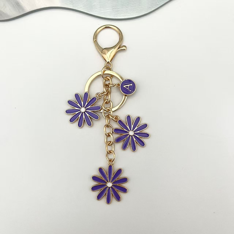 Kulcstartó gradient virág- és betűdesignnal, cinkötvözet, irodai stílus, táskadísz és autókulcs-lánc, ajándék