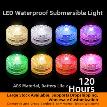 LED podvodné akváriové svetlo s otáčacím ovládaním, IP68, QS3020, 6V vstup, LED, CR2032 x2 batérie