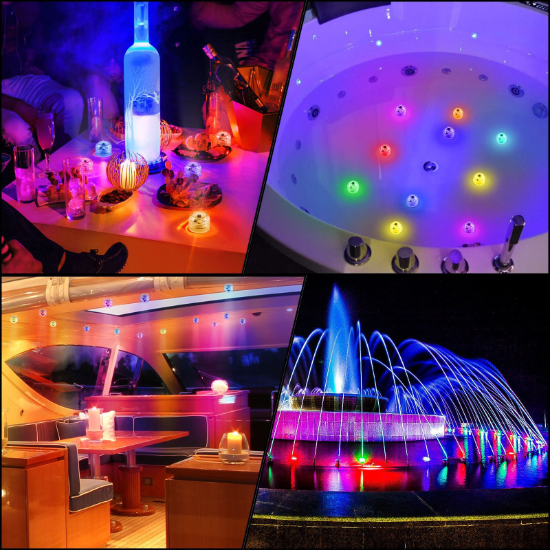 LED podvodno svjetlo za akvarij s okretajem, IP68, QS3020, 6V ulaz, LED, CR2032 x2 baterije