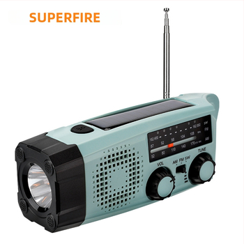 Núdzové viacúčelové rádio s alarmom zemetrasenia, ručne naťahovateľné napájanie a LED baterka, 2000mAh batéria