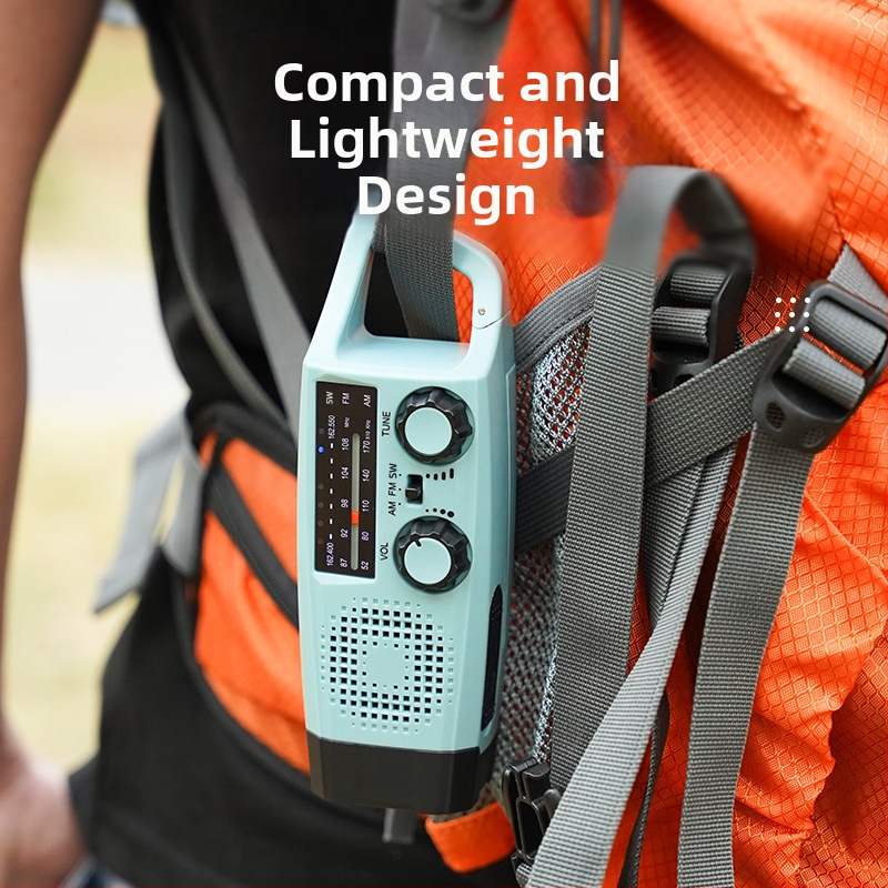 Núdzové viacúčelové rádio s alarmom zemetrasenia, ručne naťahovateľné napájanie a LED baterka, 2000mAh batéria