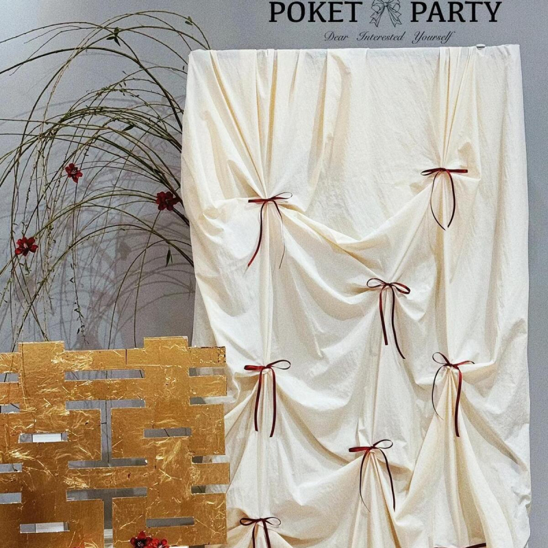 Fotografski backdrop od pamuk-len materijala s plisiranom mašnicom, debeli materijal, za dekoracije rođendana i zaruka