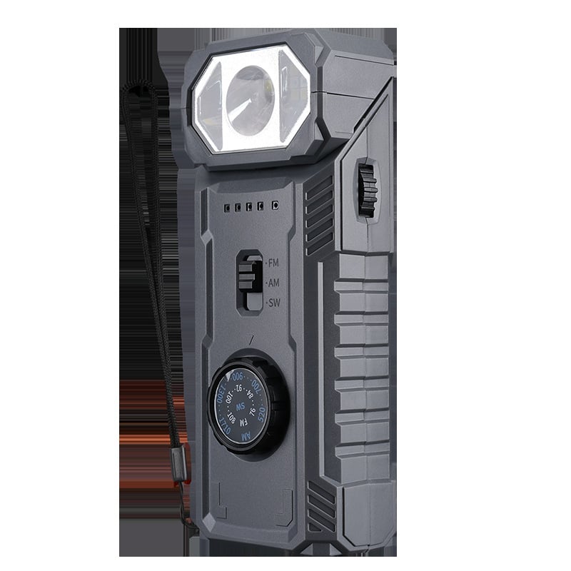 Πολυλειτουργικό ραδιόφωνο έκτακτης ανάγκης με συναγερμό σεισμού, χειροκίνητη κίνηση και ηλιακή τροφοδοσία, LED φακός, περίβλημα ABS+PC, μπαταρία 18650