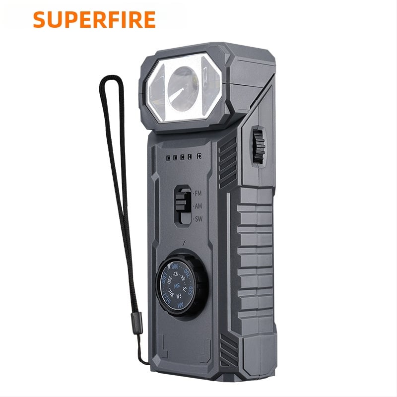 Πολυλειτουργικό ραδιόφωνο έκτακτης ανάγκης με συναγερμό σεισμού, χειροκίνητη κίνηση και ηλιακή τροφοδοσία, LED φακός, περίβλημα ABS+PC, μπαταρία 18650