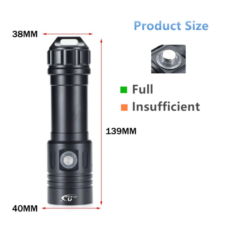 Ručna svjetiljka s kućištem od aluminijske legure, IP68, 1200 lm, 2000mAh, 3.2–4.2V, 10W