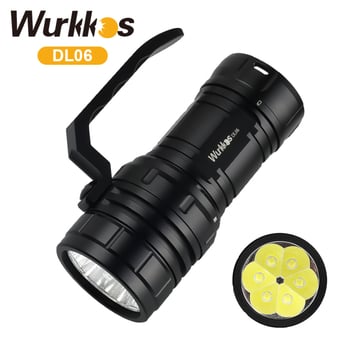 WURKKOS DL06 potápačská LED lampa s dlhým dosahom, do 15000 lúmenov, batéria 21700, hliníková zliatina