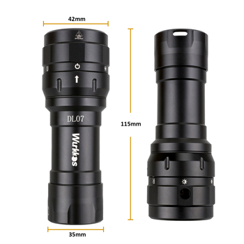 WURKKOS DL07 Lanternă de scufundări, aliaj de aluminiu, 3000 lumeni, iluminare infraroșie, personalizare disponibilă