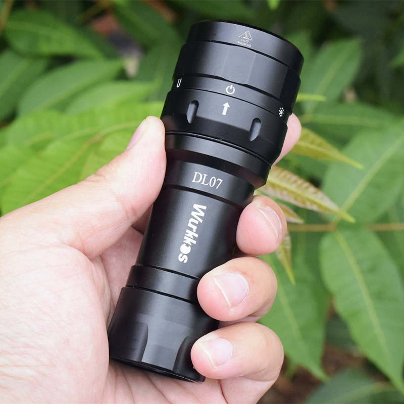 WURKKOS DL07 Lanternă de scufundări, aliaj de aluminiu, 3000 lumeni, iluminare infraroșie, personalizare disponibilă