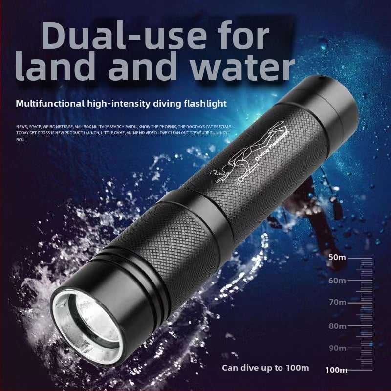 Podvodna profesionalna svjetiljka za ronjenje – aluminijska legura, LED, 10W, 1200 mAh, domet 100–200 m