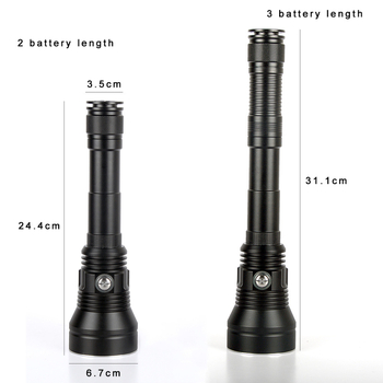 LED гмуркащ фенер с алуминиев корпус, 30W, обхват 500 м+, използва 26650 батерия (батерията не е включена)