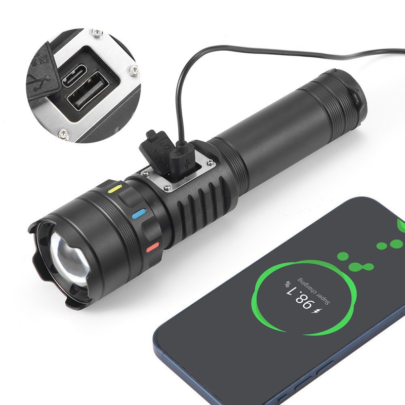 Laser svjetiljka, aluminijsko kućište, punjiva baterija 1800mAh, 20W snaga, domet 500 m