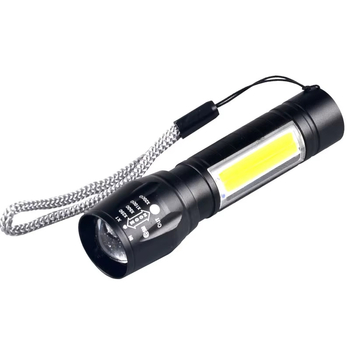 LED baterijska svjetiljka s COB bočnim svjetlom, teleskopski zum, dugi domet 200–500 m, USB punjenje, prijenosna višenamjenska radna svjetiljka