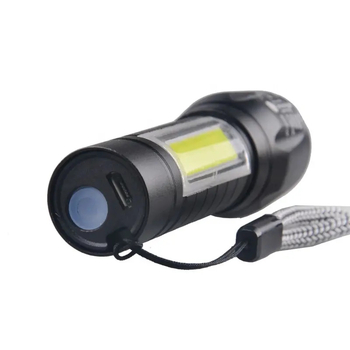 LED baterijska svjetiljka s COB bočnim svjetlom, teleskopski zum, dugi domet 200–500 m, USB punjenje, prijenosna višenamjenska radna svjetiljka