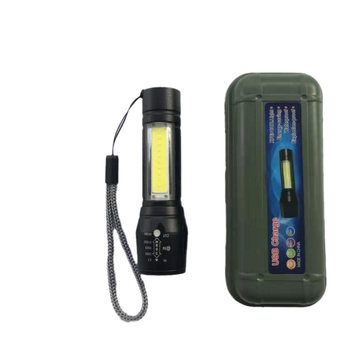 LED baterijska svjetiljka s COB bočnim svjetlom, teleskopski zum, dugi domet 200–500 m, USB punjenje, prijenosna višenamjenska radna svjetiljka