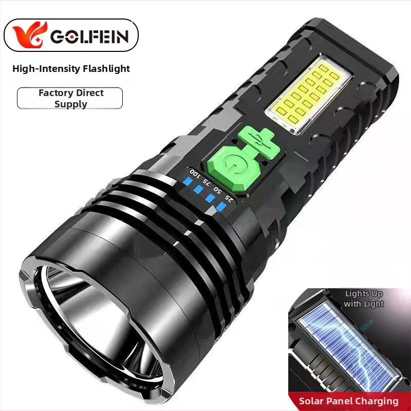 LED svjetiljka H45 sa bočnim svjetlom, 10W, punjiva baterija 800 mAh, domet 200–500 m, uključeno punjač, višefunkcionalno
