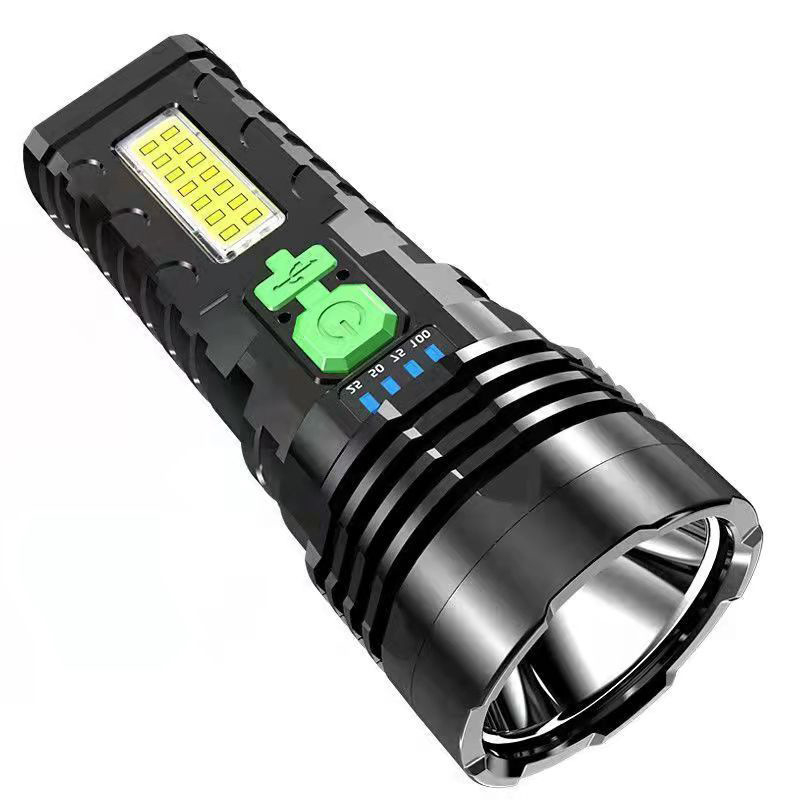 LED svjetiljka H45 sa bočnim svjetlom, 10W, punjiva baterija 800 mAh, domet 200–500 m, uključeno punjač, višefunkcionalno