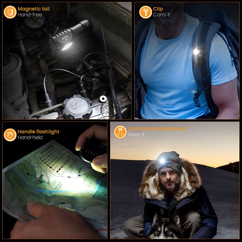 Sofirn HS10 LED челник - двойно използване (ръчно/за глава), 10W, 800mAh, 1000 lm