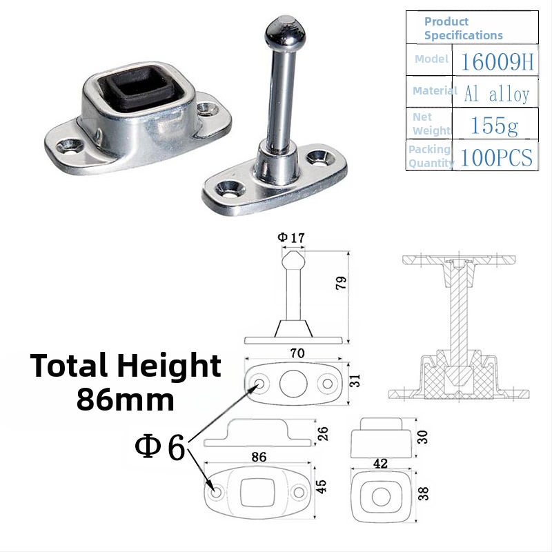 Kuka na dvere nákladného auta a karavanu s pevným zámkom, nerezová oceľ, galvanizovaný/polirovaný povrch, model 16013
