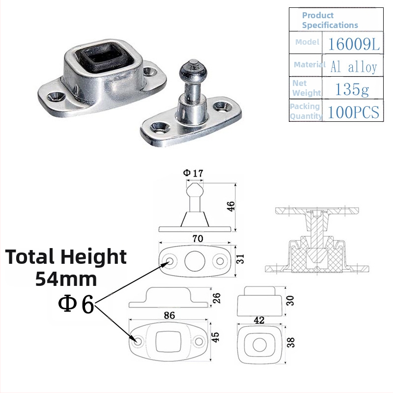 Kuka na dvere nákladného auta a karavanu s pevným zámkom, nerezová oceľ, galvanizovaný/polirovaný povrch, model 16013