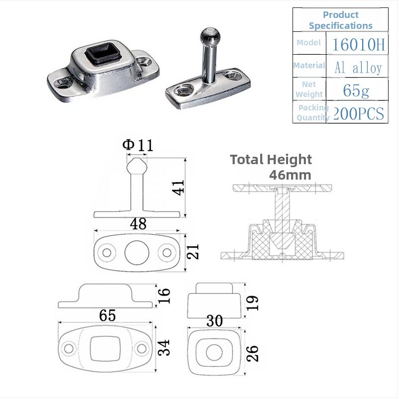 Kuka na dvere nákladného auta a karavanu s pevným zámkom, nerezová oceľ, galvanizovaný/polirovaný povrch, model 16013