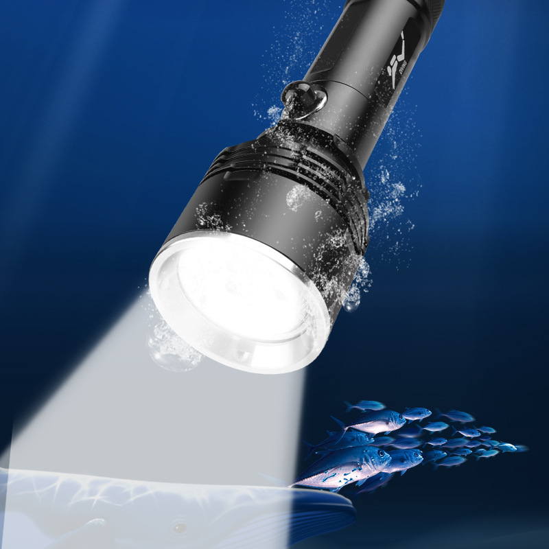 Podvodna svjetiljka za ronjenje s LED XHP70, magnetski prekidač, kućište od aluminijske legure, 20W, kompatibilna s baterijama 18650/26650 ili 3x AAA