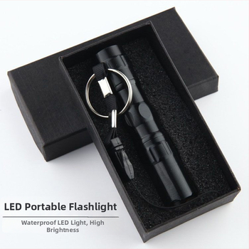 Mini LED svjetiljka od aluminijske legure, visok snop za vanjsku patrolu, LED, mogućnost otiska logotipa, napajanje AA baterijama
