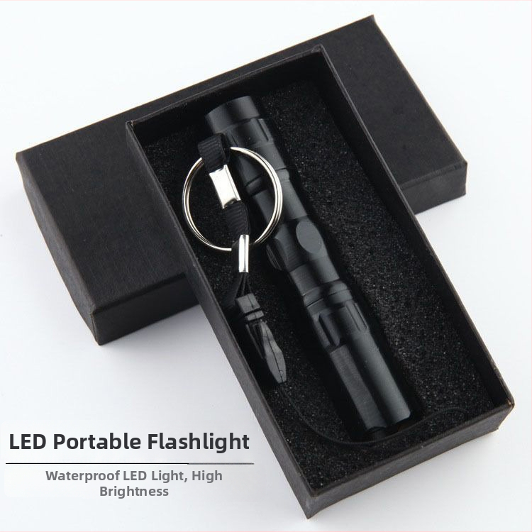 Mini LED svjetiljka od aluminijske legure, visok snop za vanjsku patrolu, LED, mogućnost otiska logotipa, napajanje AA baterijama
