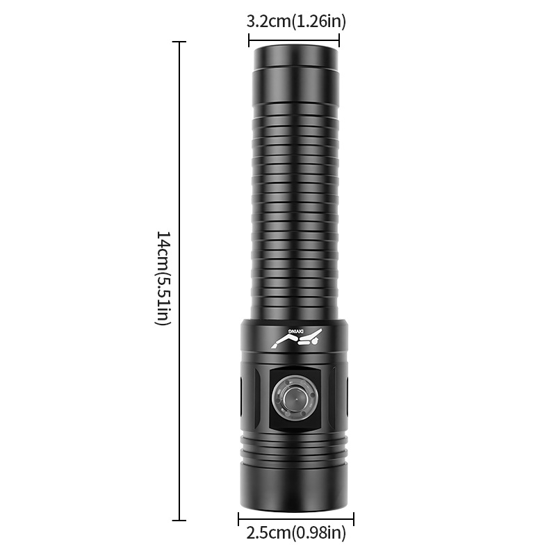 Podvodna LED svjetiljka za ronjenje s ugrađenom baterijom, Type-C punjenje, 10W, 350+ lm, domet 500 m, aluminijsko kućište