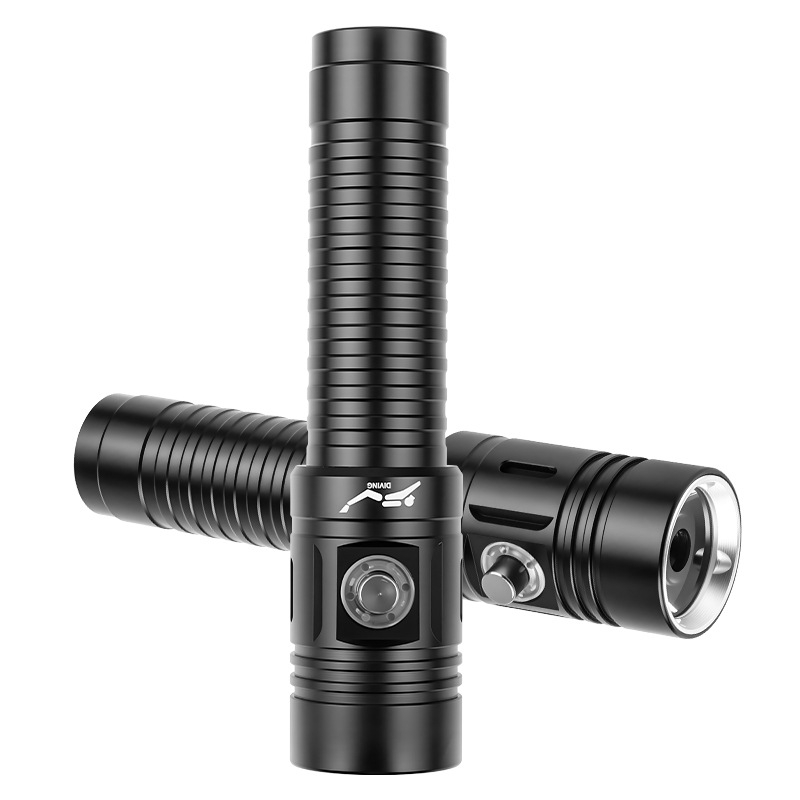 Podvodna LED svjetiljka za ronjenje s ugrađenom baterijom, Type-C punjenje, 10W, 350+ lm, domet 500 m, aluminijsko kućište
