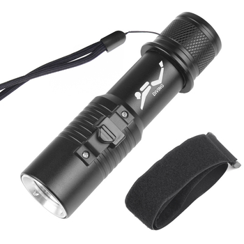 Ronilačka LED svjetiljka s magnetskim prekidačem i kaišem – LED T6, 5W, aluminijsko kućište, baterija 1×18650/3×AAA, punjiva, domet 100–200 m