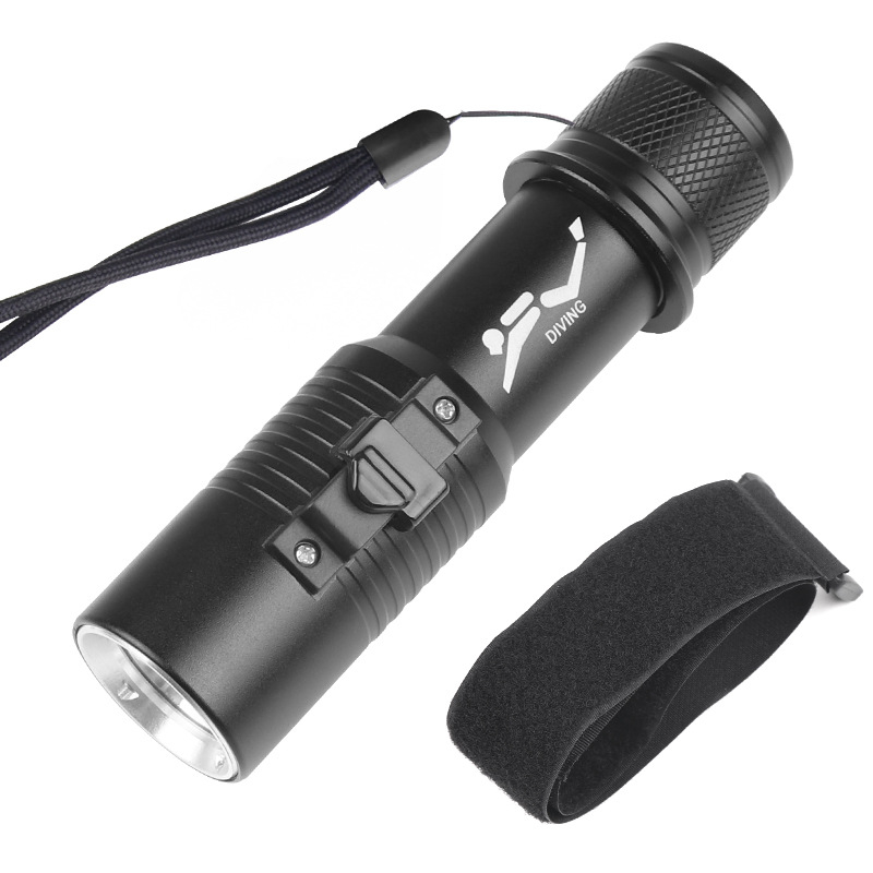 Ronilačka LED svjetiljka s magnetskim prekidačem i kaišem – LED T6, 5W, aluminijsko kućište, baterija 1×18650/3×AAA, punjiva, domet 100–200 m