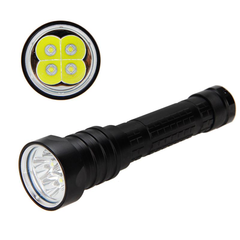 Podvodna LED svjetiljka, 4 LED, punjiva, kućište od aluminijske legure, domet 100–200 m, rotacija 360°