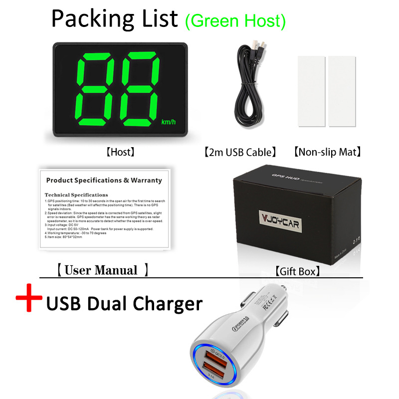 LED HUD head-up afişaj cu intrare GPS, alimentare USB, rezoluție HD, compatibilitate universală