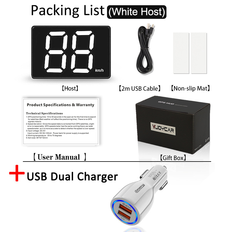 LED HUD head-up afişaj cu intrare GPS, alimentare USB, rezoluție HD, compatibilitate universală