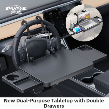 Auto stolný doska na notebook a sklopný stolík pre zadné sedadlo – multifunkčný, plast, zapínanie na klik, Shunwei, všeobecná kompatibilita