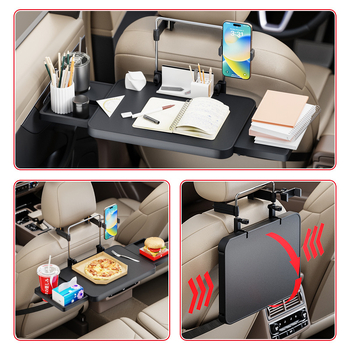 Автомобилен настолен плот за лаптоп и сгъваема масичка за задната седалка – многофункционален, сгъваем, пластмасов, щракващ монтаж, Shunwei, обща съвместимост