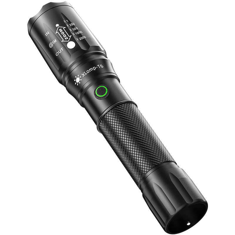 LED baterija sa zoomom, USB punjenje, kućište od aluminijske legure, baterija 1200mAh, domet 200–500 m