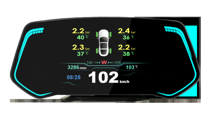 Panou de instrumente LCD OBD, modelul TCA02, alimentare prin interfața OBD, semnal de intrare OBD, greutate 327 g